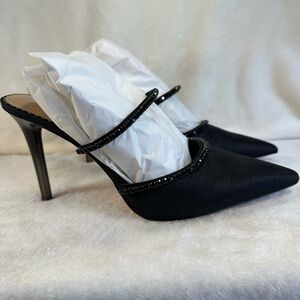 ANTONIO MELANI Elisha black satin mules 11M